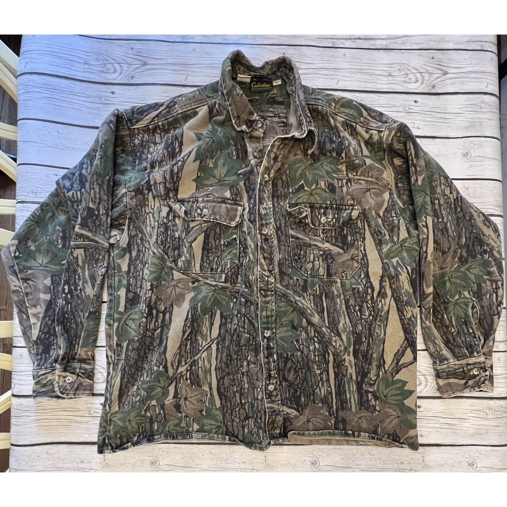 Cabela's Long Sleeve Trebark Button Up Camo L Preowned